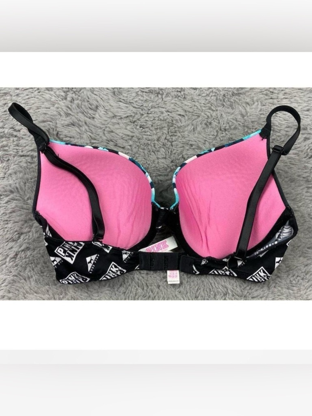 Pink Victoria’s Secret floral logo print wear everywhere push up bra - Picture 2 of 4